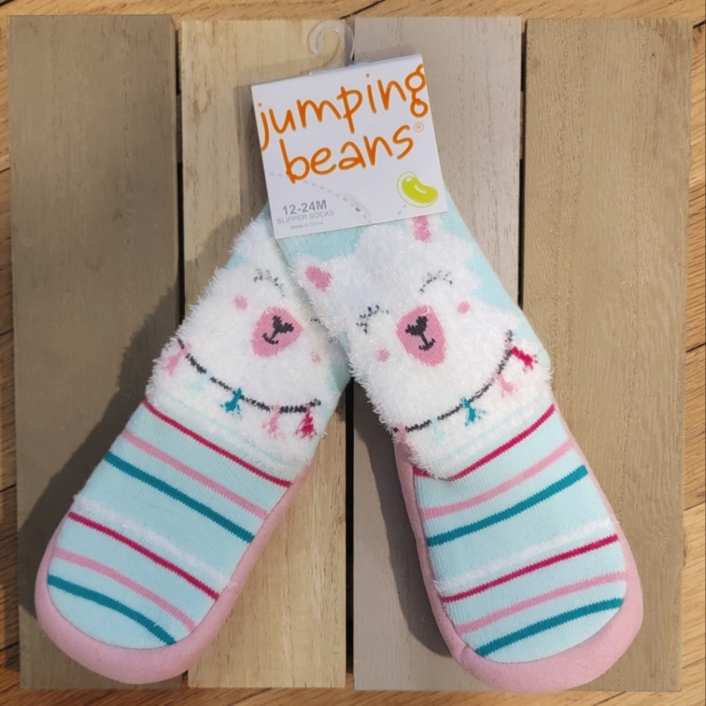 Jumping Beans slipper socks - Age 12 to 24 months - Size 5-6 - Turquoise